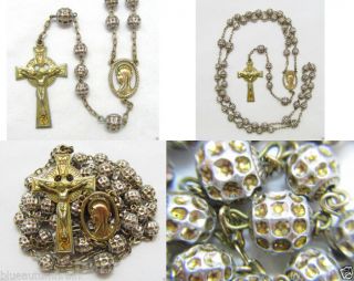 † Rare Antique 1/20 12k Gf Yellow Gold Over Sterling Rosary 22.  54 Grams †