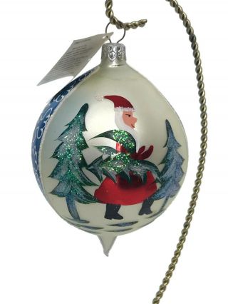 Vintage 1994 Christopher Radko Lucy Teardrop Santa Christmas Ornament Glass