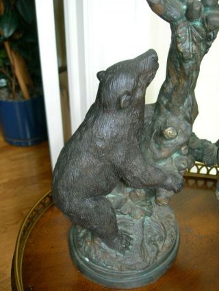Maitland Smith Vintage Patinated Bronze Bear on Branch Candle Holders 3