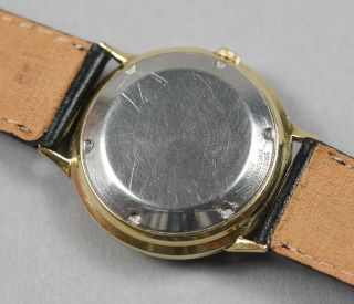 Vintage WITTNAUER Men ' s Gold Plated Automatic Watch Leather Band Line Burst Dial 4