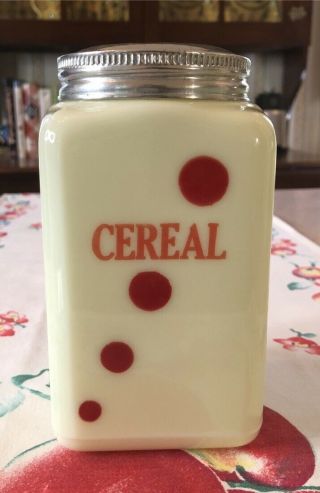 Vintage Mckee Red Dots & Custard Cereal 28 Oz.  Canister