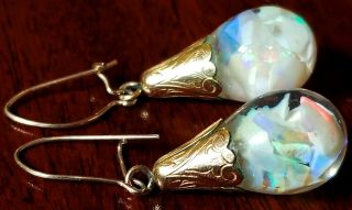 Gorgeous Authentic 14K Gold FLOATING OPAL Earrings 3