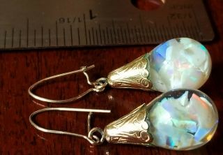 Gorgeous Authentic 14K Gold FLOATING OPAL Earrings 4