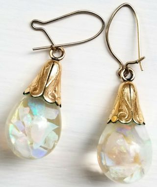 Gorgeous Authentic 14K Gold FLOATING OPAL Earrings 5