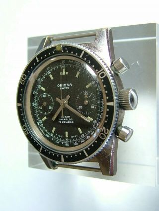 Vintage 1960 ' s Oriosa Diver ' s Chronograph Watch 20 ATM.  Serviced Mainspring. 10