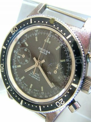 Vintage 1960 ' s Oriosa Diver ' s Chronograph Watch 20 ATM.  Serviced Mainspring. 2