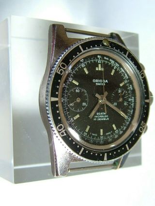 Vintage 1960 ' s Oriosa Diver ' s Chronograph Watch 20 ATM.  Serviced Mainspring. 3