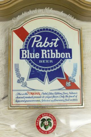 Vintage 1981 Pabst Blue Ribbon Beer Hanging Back Bar Lighted Sign 20 