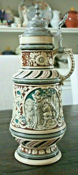 Large Vintage German Beer Stein " Trumpeter Of Sackingen 