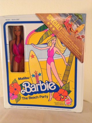 Vintage Malibu Barbie Beach Party Doll And Case.  1979