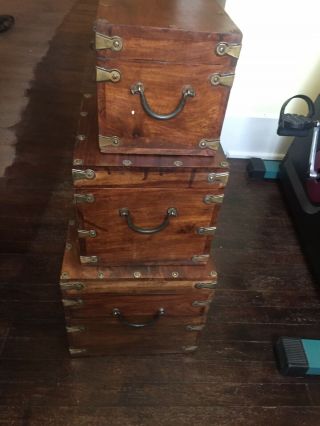 Old Fashioned Wood Storage Trunk Wooden Treasure Chest Vintage Antique - Style Hot