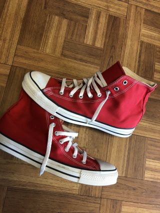 Vintage Converse Chuck Taylor Made In Usa All Star Hi Shoes Sz 11.  Red High Top
