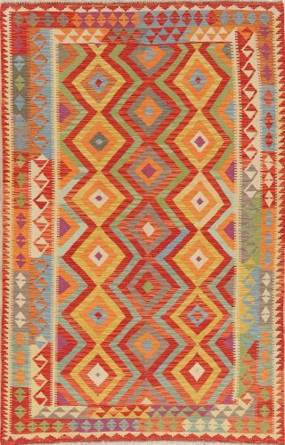 Color - Full Vintage Style Turkish Kilim Area Rug Flat - Woven Oriental Wool Rug 6x8