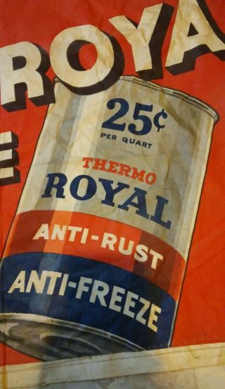 Vintage Thermo - Royal Anti - Freeze Gas/Oil/Repair Station canvas/cloth Banner 5