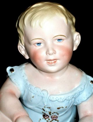 Antique German Victorian Heubach Little Baby Girl Doll Bisque Porcelain Figurine