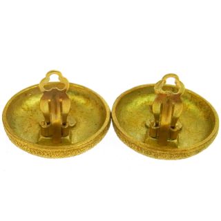 Authentic CHANEL Vintage CC Logos Button Earrings Gold Clip - On 1.  0 