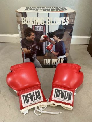 Deadstock 80s Tuf - Wear Boxing Gloves W/ Box 10oz Nos Sparring Gloves Rocky Vtg