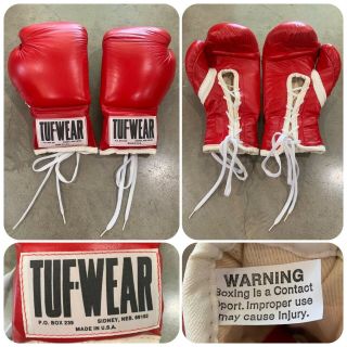 DEADSTOCK 80s TUF - WEAR Boxing Gloves w/ BOX 10oz NOS Sparring Gloves Rocky VTG 2