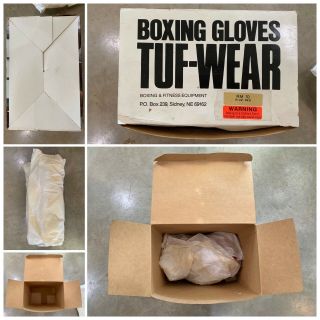 DEADSTOCK 80s TUF - WEAR Boxing Gloves w/ BOX 10oz NOS Sparring Gloves Rocky VTG 3