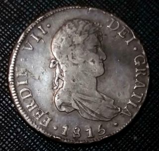 Hc 1815 Fj Chile Santiago 8 Reales - Km 80 - Very Rare Spanish Silver Coin