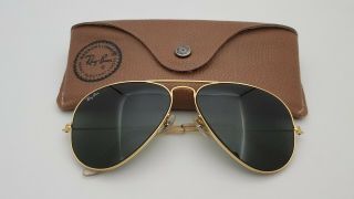 Vintage B&l Ray Ban Bausch & Lomb G15 Gold Plated 58mm Aviator W/case