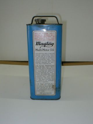 MAYTAG 1 GALLON MULTI - MOTOR OIL CAN UN - OPENED VINTAGE 2