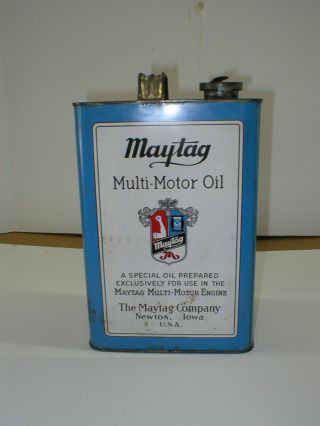 MAYTAG 1 GALLON MULTI - MOTOR OIL CAN UN - OPENED VINTAGE 3