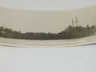 Scarce USS LST - 964 at ShangHai China 2 - 22 - 1946 B&W Photo 3 x 7 2