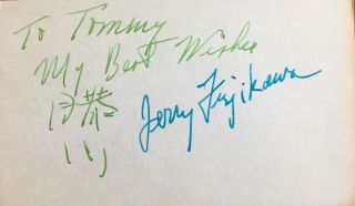 Vintage Jerry Fujikama Signed Index Card