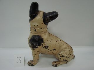 Antique Authentic Hubley Cast Iron French Bulldog Doorstop w/ Paint 7
