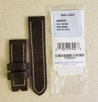 Panerai 24mm Calf Vintage / Dark Brown Oem Strap 24/22mm For Tang Mx006dhw