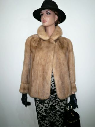 Vintage Real Mink Fur Jacket Coat Sable Hue Норка Vison Wear Or Craft 6 - 8 - 10