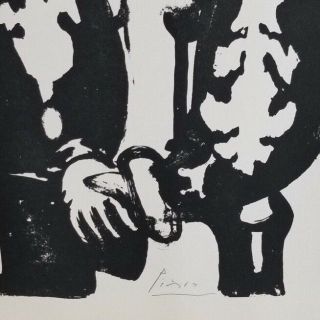 PABLO PICASSO,  Hand Signed Vintage Monochromatic Print from 1950 ' s 3