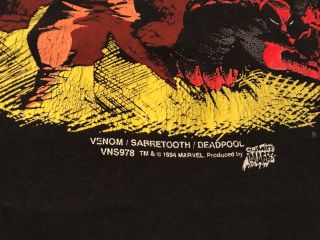VENOM DEADPOOL SABRETOOTH SPIDER - MAN 1994 Shirt Vtg XL marvel carnage X MEN 3