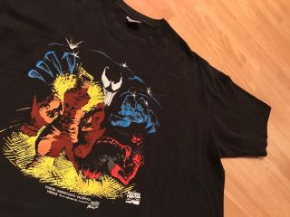 VENOM DEADPOOL SABRETOOTH SPIDER - MAN 1994 Shirt Vtg XL marvel carnage X MEN 4