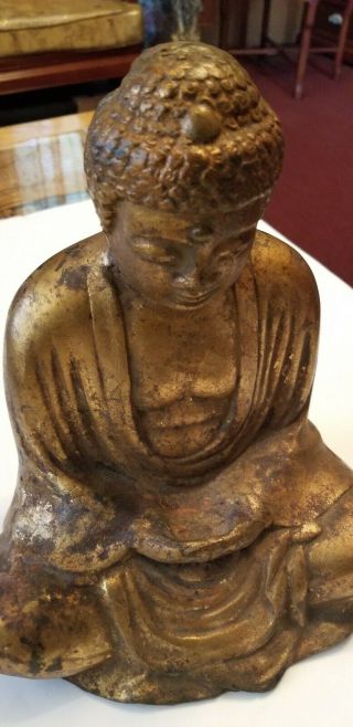 Vintage Bronze Buddha Statue From Early 1800 Asia,  Extremely Heavy.  Hand Painted