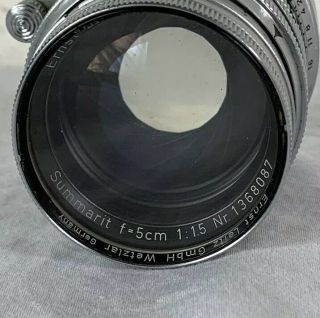 Leica Summarit 5cm 50mm f 1.  5 Ernst Leitz GmbH Wetzlar Lens Nr 1368087 Vintage 3