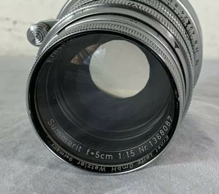 Leica Summarit 5cm 50mm f 1.  5 Ernst Leitz GmbH Wetzlar Lens Nr 1368087 Vintage 4