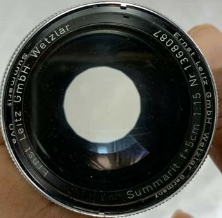 Leica Summarit 5cm 50mm f 1.  5 Ernst Leitz GmbH Wetzlar Lens Nr 1368087 Vintage 9