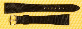 18mm Vintage Omega Real - Lizard Leather Watch Strap Band Black Swiss Made Nwot