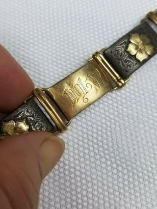 VTG Engraved Western Bracelet 10k Gold&Sterling Signed Allan Adler & Chas Sample 3