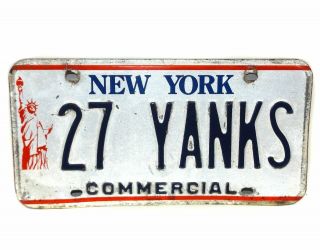Vintage Ny Yankees Themed York State Vanity License Plate - Tag 27 Yanks