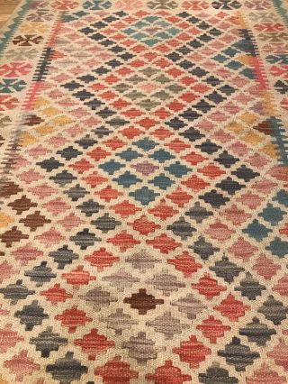 Vintage Tribal Veg dye Hand - Made Kilim Area Rug 4x5.  6 2