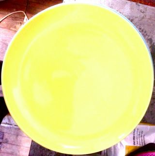 Vintage 8 Poole Pottery Twintone England Plates Dinner Yellow Mid Century