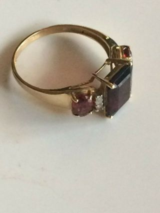 Vintage 10ct 10K Solid Gold Garnet & Diamond Ring Art Deco 4