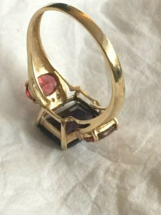 Vintage 10ct 10K Solid Gold Garnet & Diamond Ring Art Deco 5