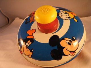 Vintage 1973 Chein Walt Disney Spinning Top Toy Mickey Mouse Donald Duck,  Goofy