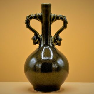 20th Century Vintage Chinese Porcelain Tea - Dust Glaze Bottle Vase Dragon Handles