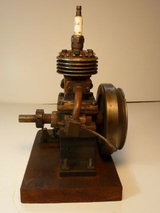 Vertical hit miss gas engine Rare Early Model 9 inches tall mounted 3