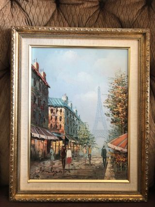 Vintage Oil Painting On Canvas,  Henry Rogers,  Paris Scene